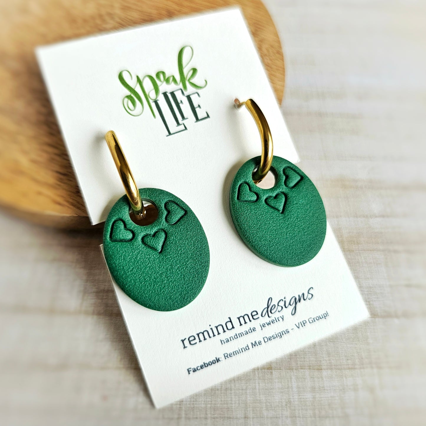 Green Clay Huggie Hoop Earrings