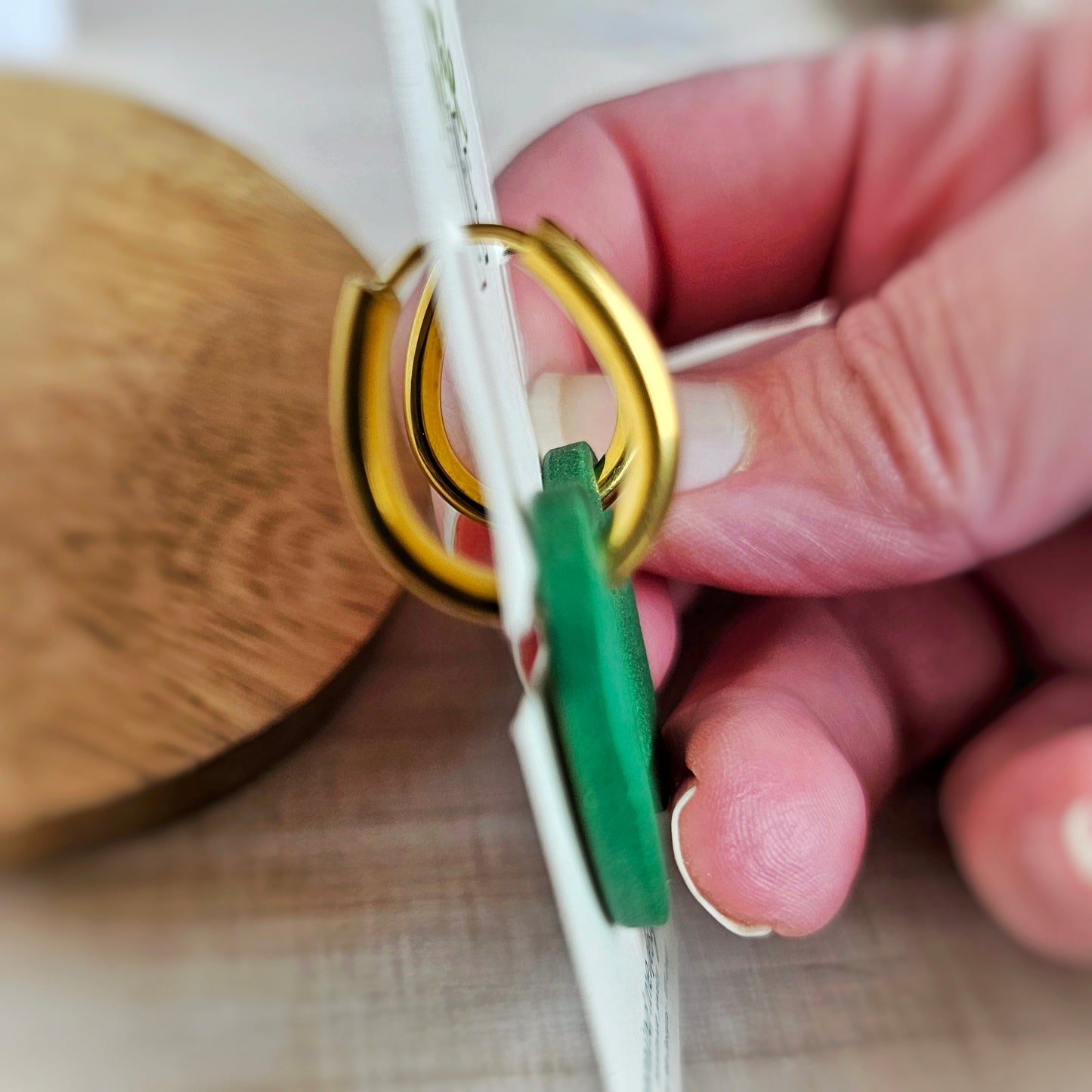 Green Clay Huggie Hoop Earrings