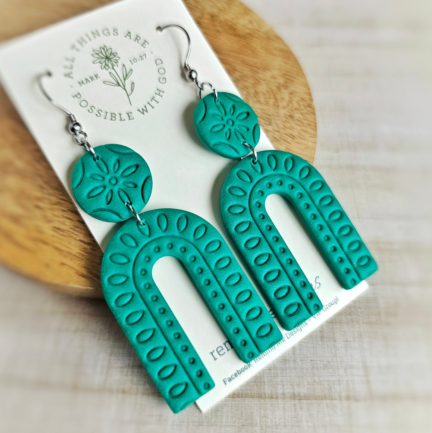 Green Polymer Clay Dangle Earrings