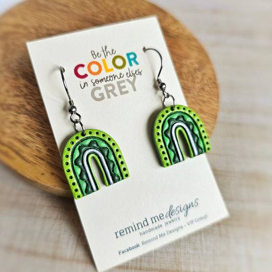 Green Arch | Rainbow Polymer Clay Dangle