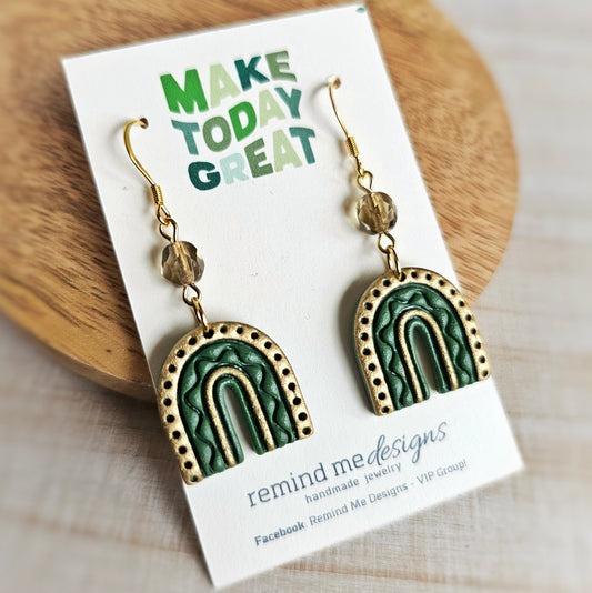 Green Arch | Rainbow Polymer Clay Dangle
