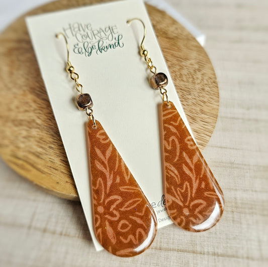 Leaf Design Translucent Clay Dangle Earrings