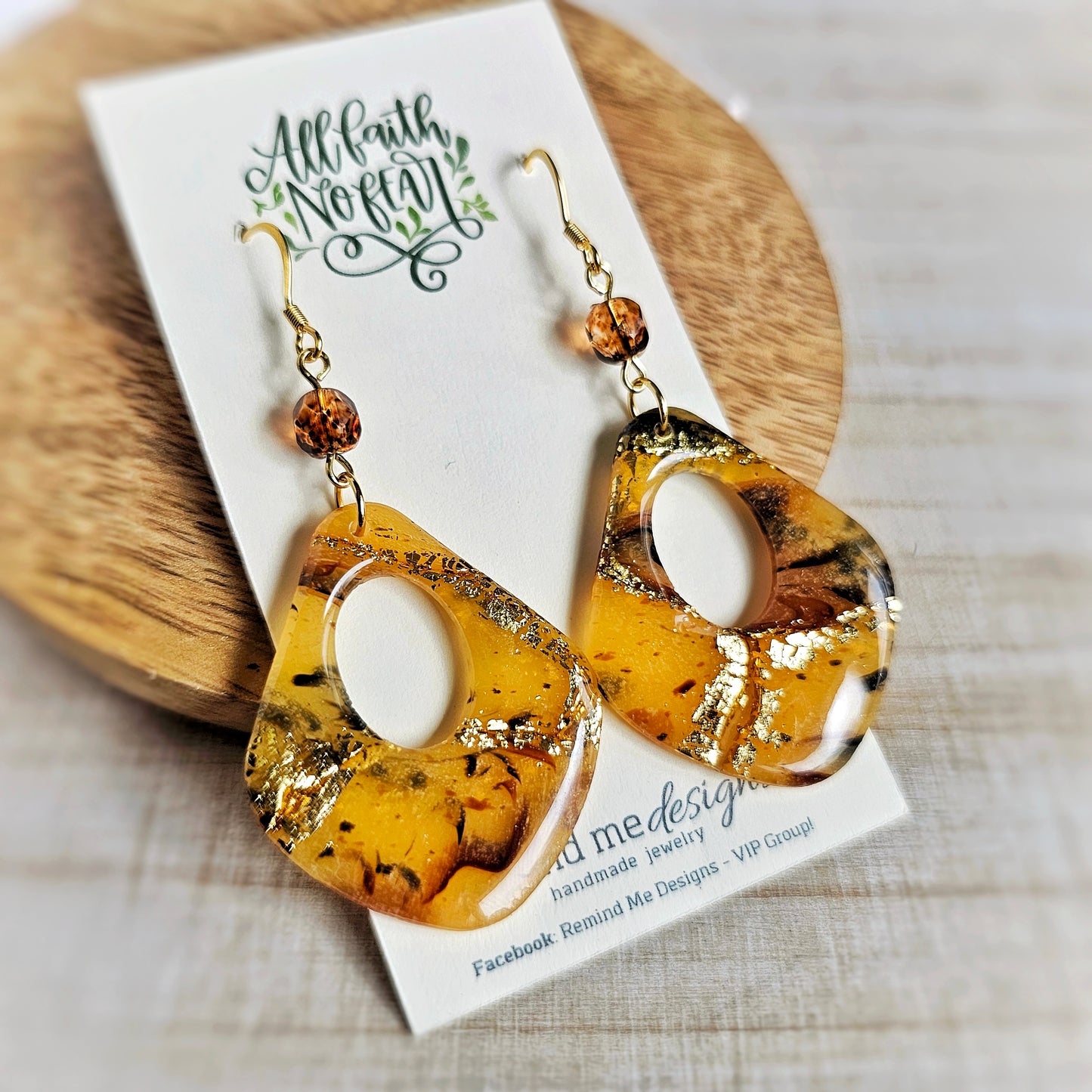 Marbled Tortoise Shell Clay Dangle Earrings