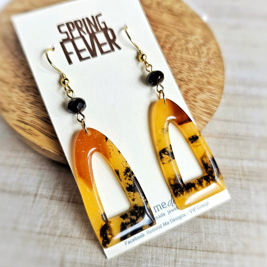 Marbled Tortoise Shell Clay Dangle Earrings
