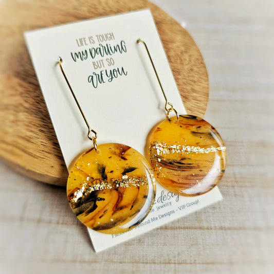 Marbled Tortoise Shell Clay Dangle Earrings