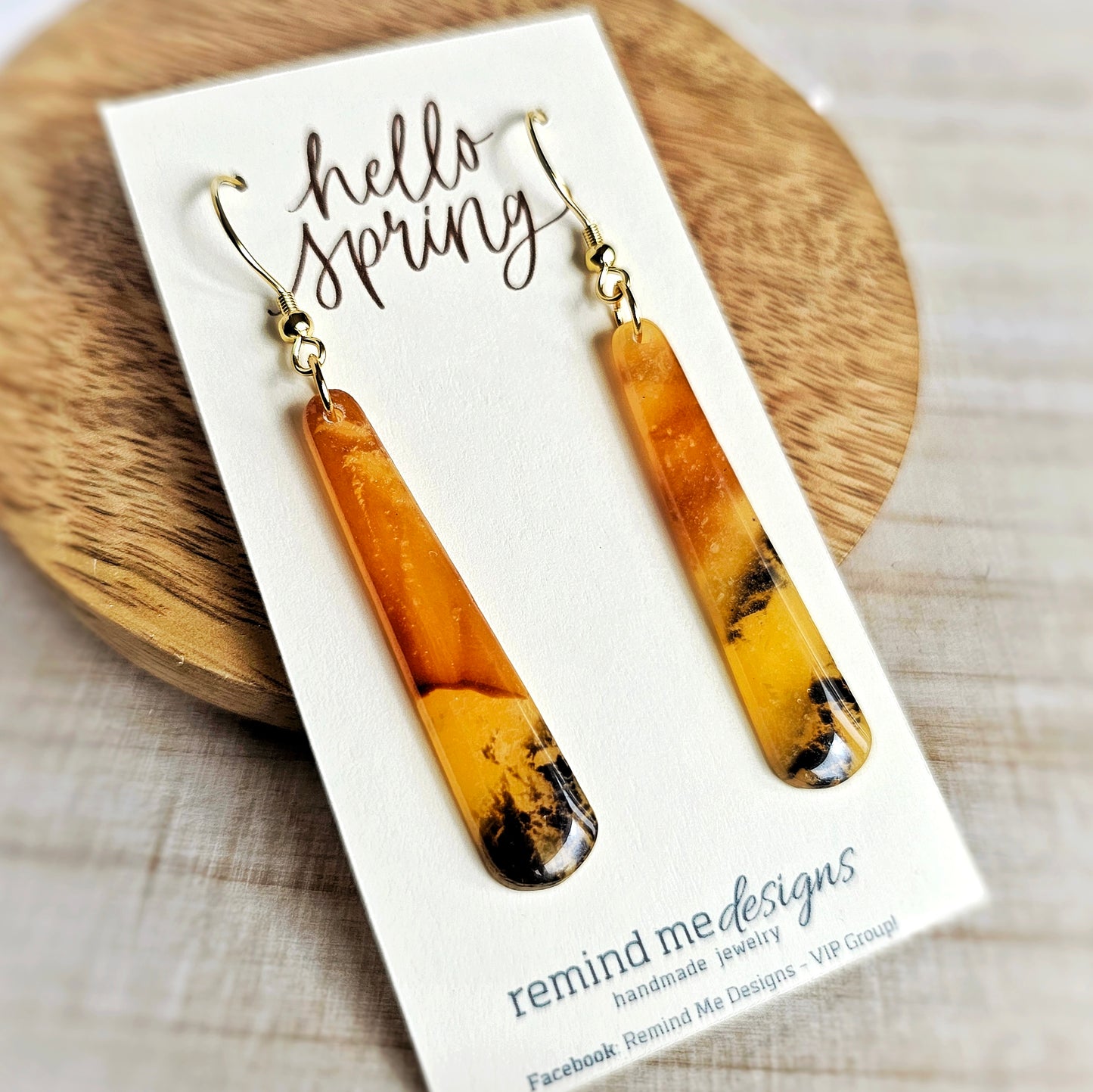 Marbled Tortoise Shell Clay Dangle Earrings