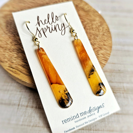 Marbled Tortoise Shell Clay Dangle Earrings