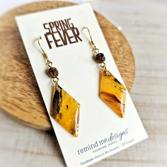 Marbled Tortoise Shell Clay Dangle Earrings