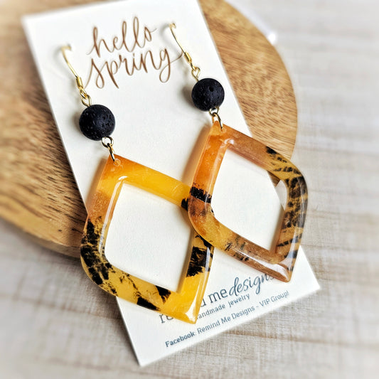 Marbled Tortoise Shell Clay Dangle Earrings