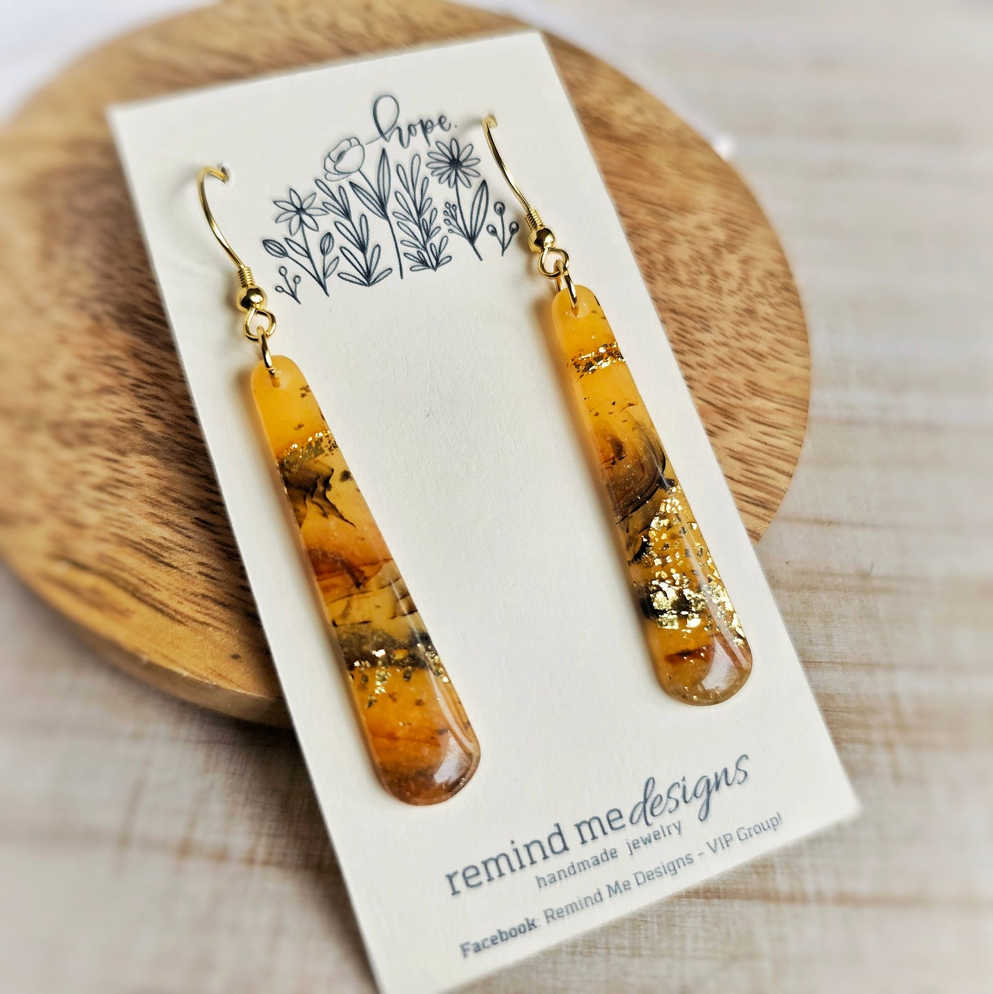 Marbled Tortoise Shell Clay Dangle Earrings