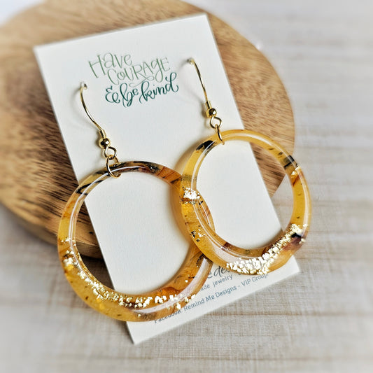 Circle Marbled Tortoise Shell Clay Dangle Earrings