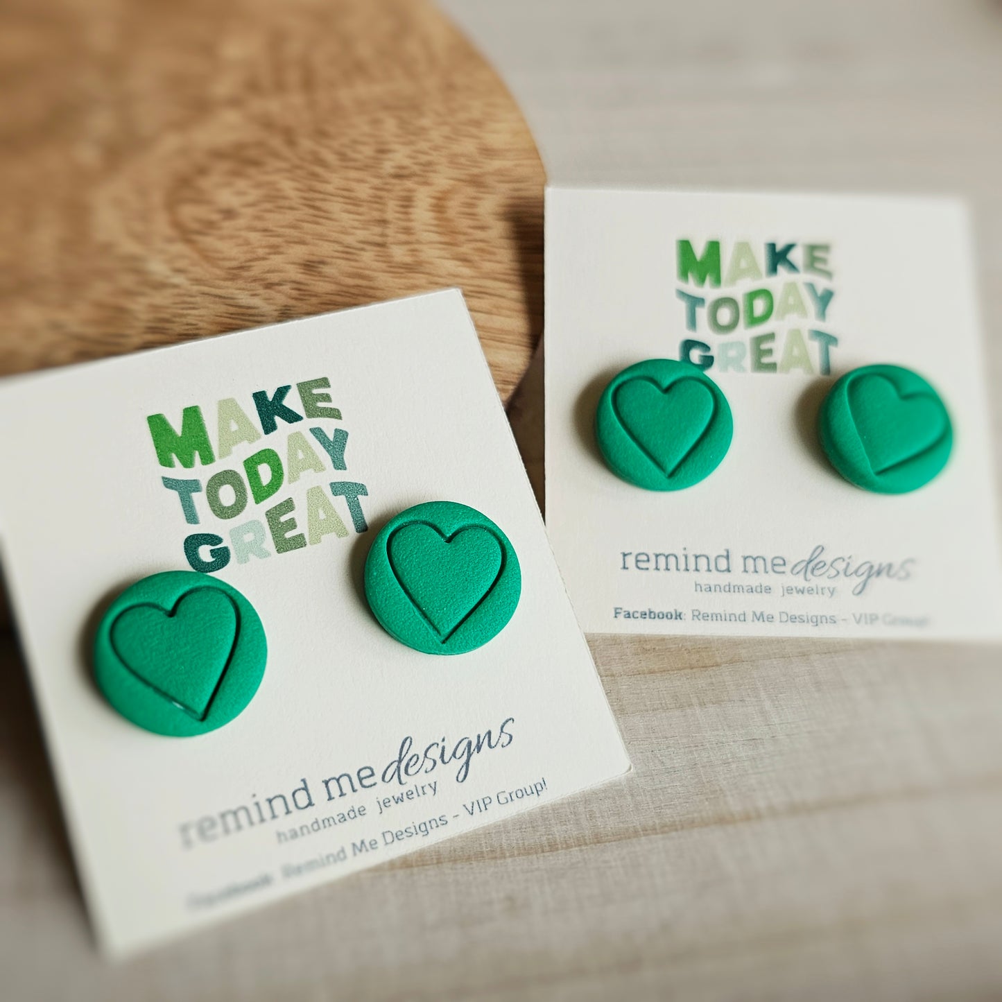 Green Heart Clay Studs
