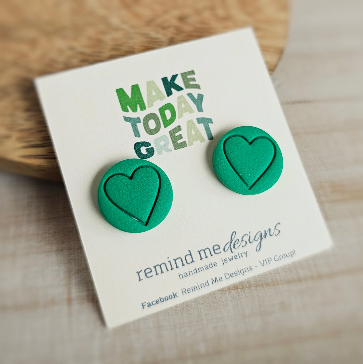 Green Heart Clay Studs