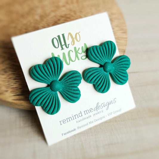 Green Shamrock Clay Stud Earrings