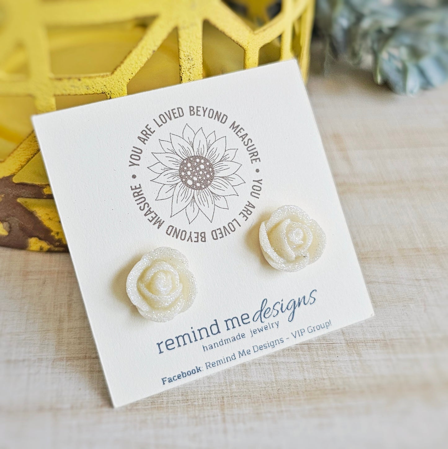 White Flower Stud Earrings