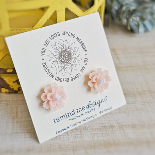 Light Pink Flower Stud Earrings