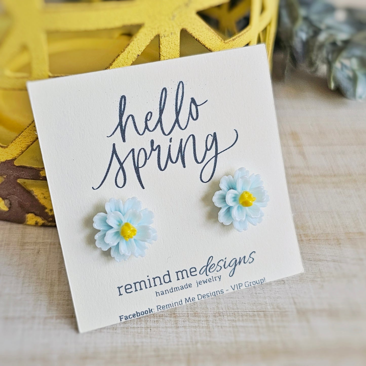 Light Blue Flower Stud Earrings