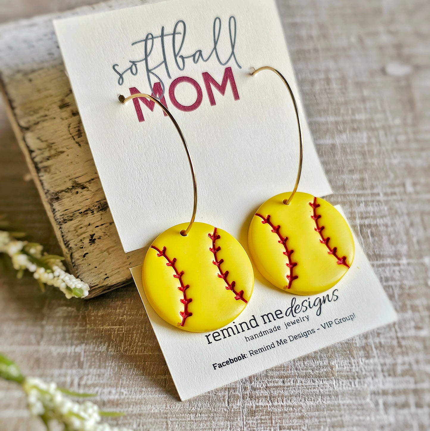 Softball Clay Dangle Earrings