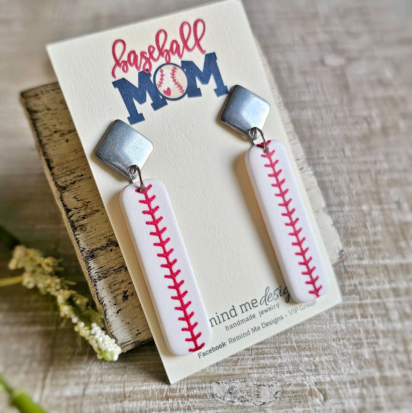 Baseball Clay Dangle Earrings