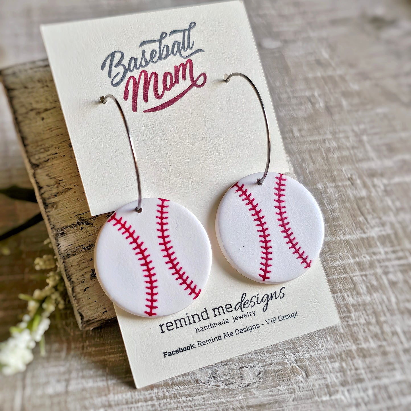 Baseball Clay Dangle Earrings