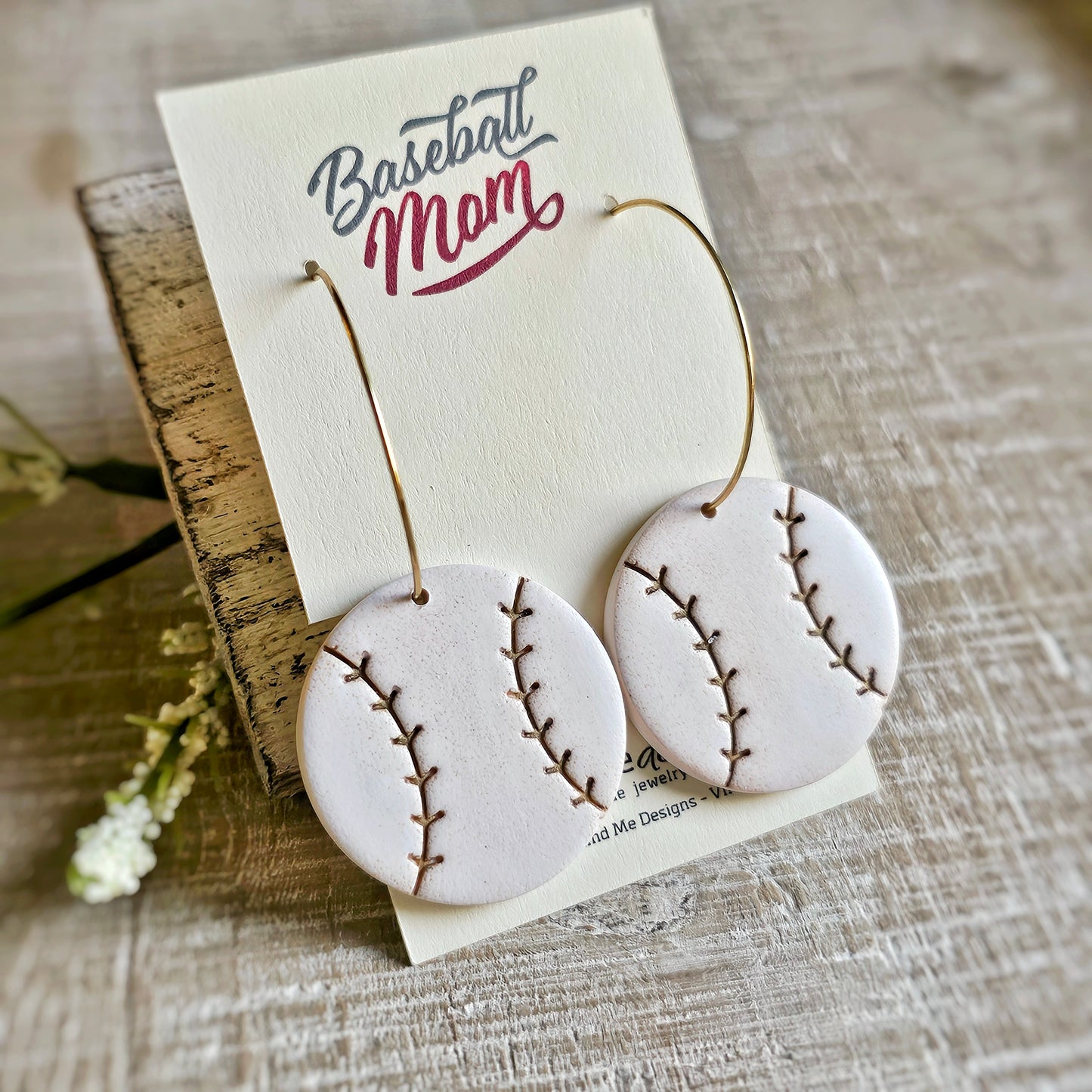 Baseball Clay Dangle Earrings