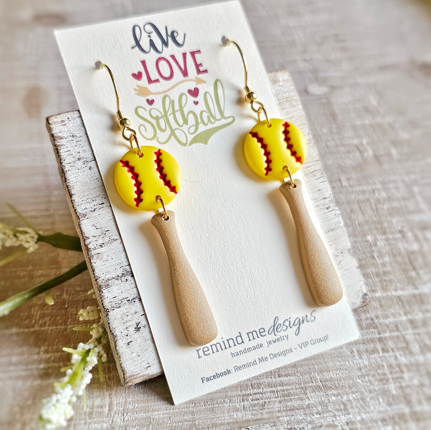 Softball Clay Dangle Earrings