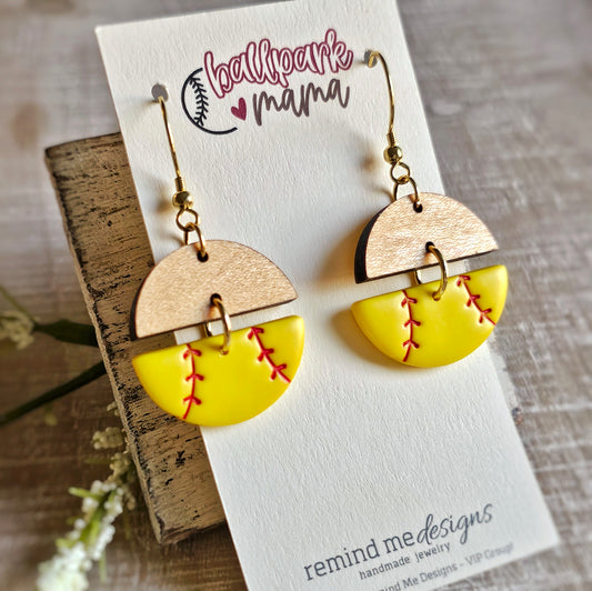 Softball Clay Dangle Earrings