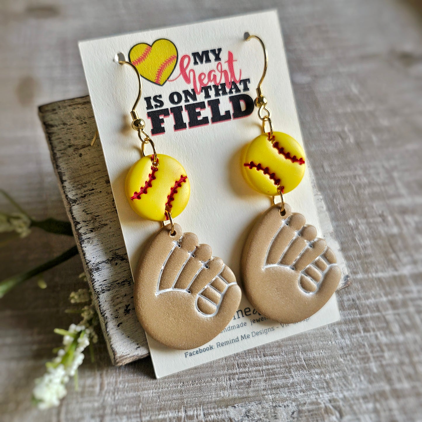 Softball Clay Dangle Earrings