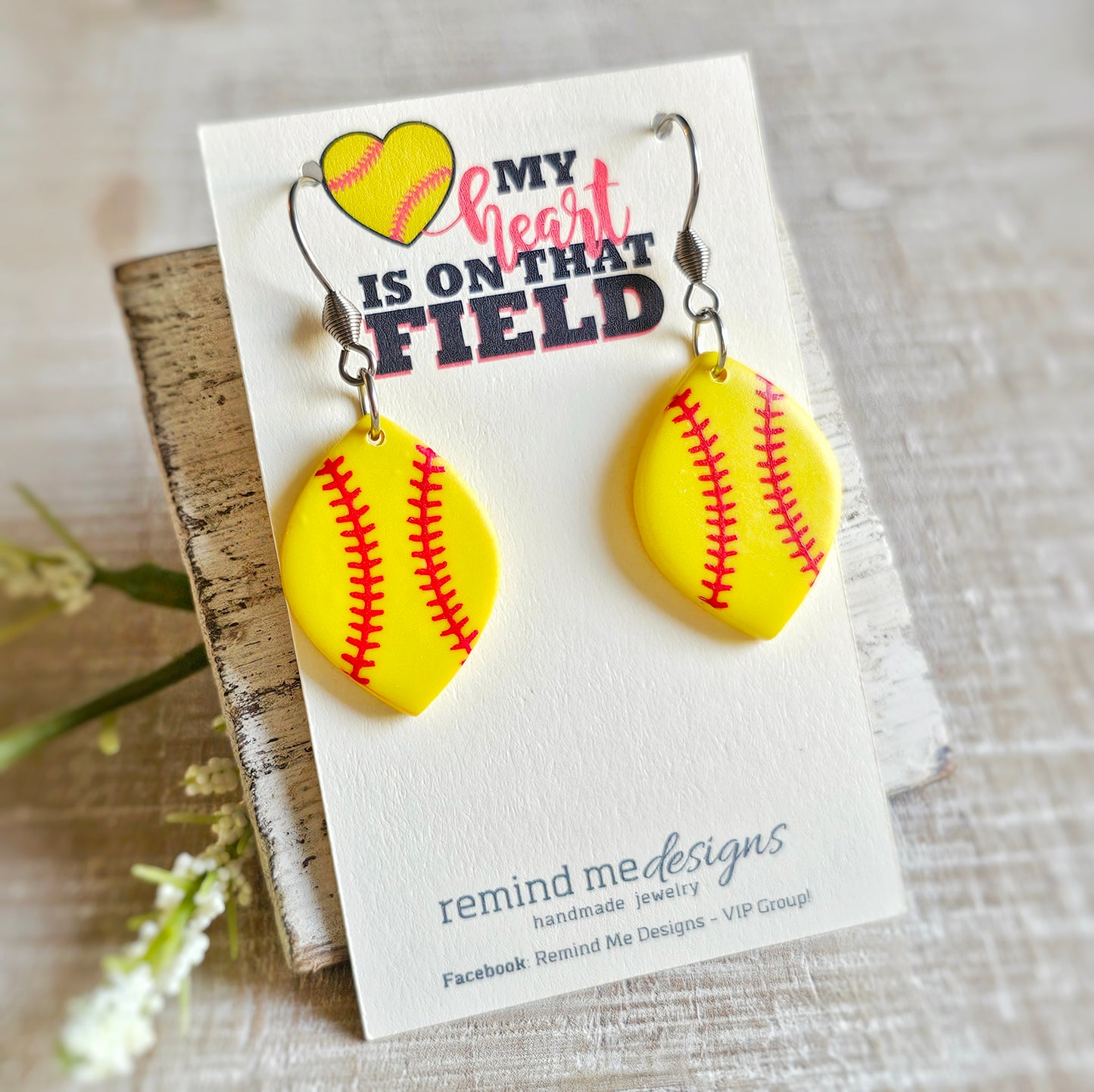 Softball Clay Dangle Earrings