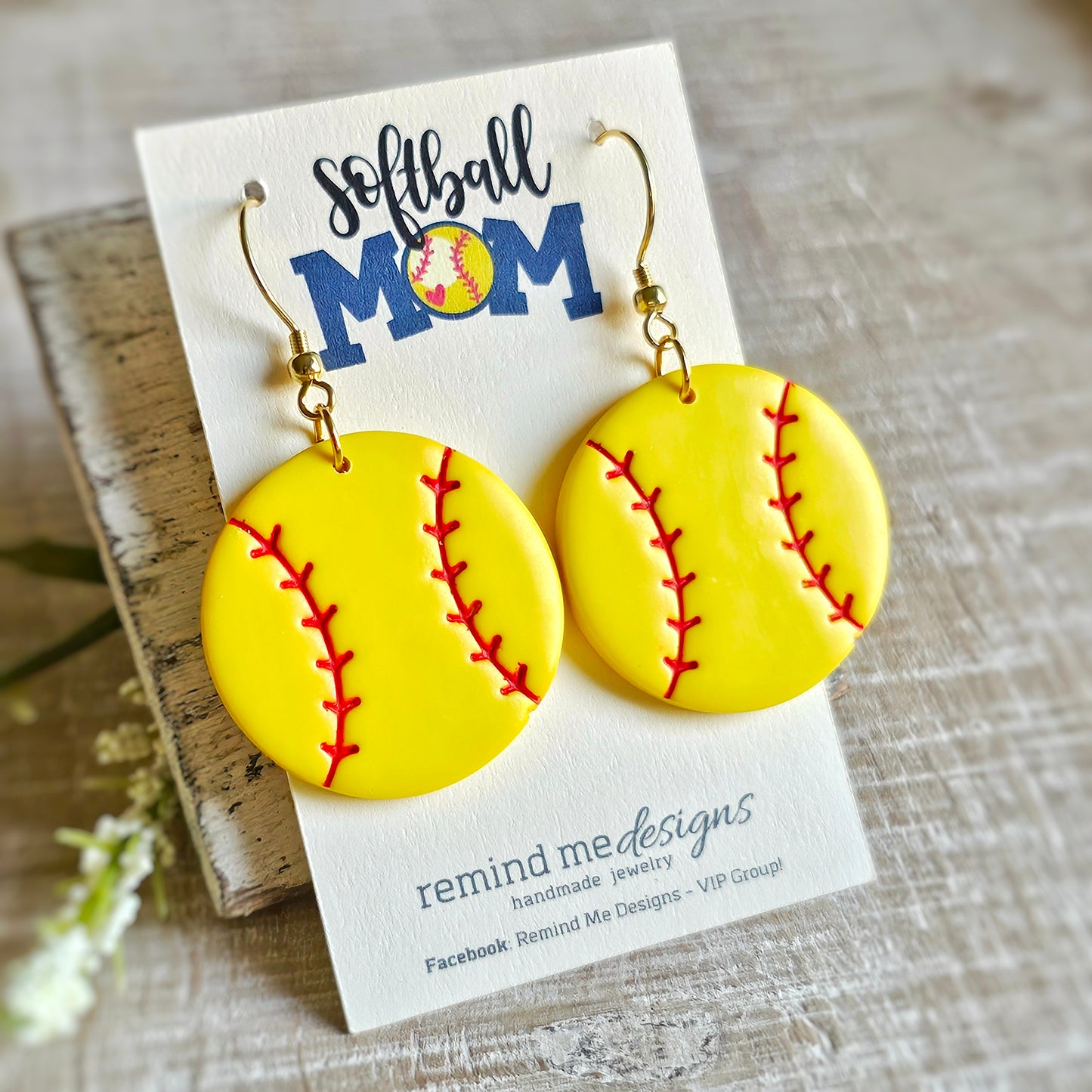 Softball Clay Dangle Earrings