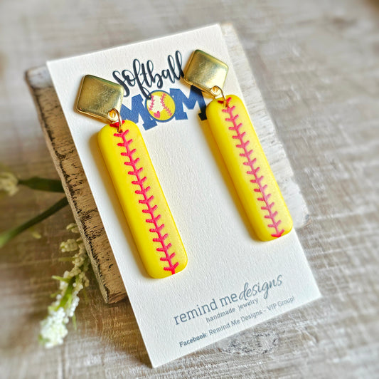 Softball Clay Dangle Earrings