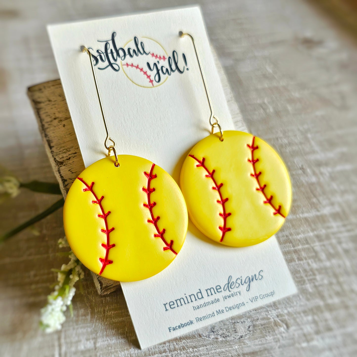 Softball Clay Dangle Earrings
