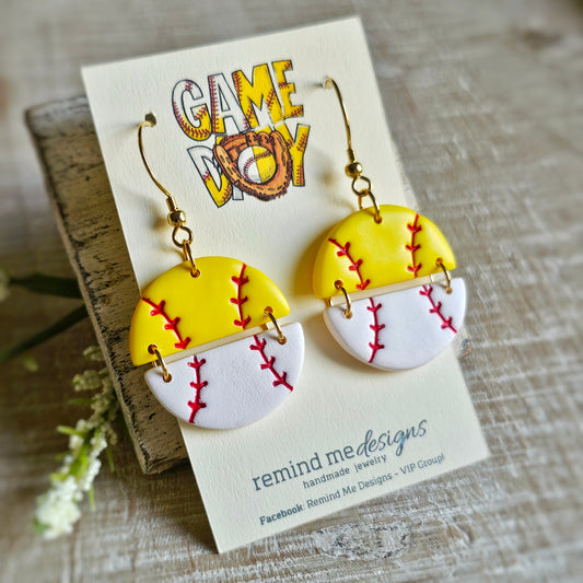 Baseball and Softball Clay Dangle Earrings