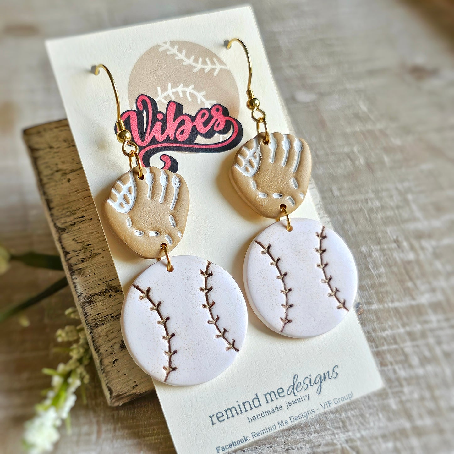 Baseball Clay Dangle Earrings