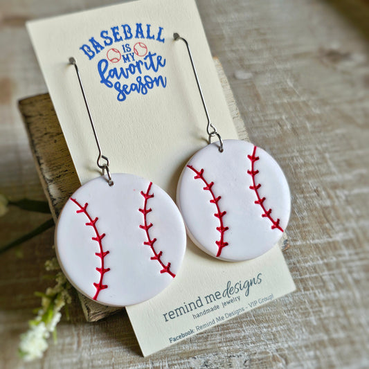 Baseball Clay Dangle Earrings