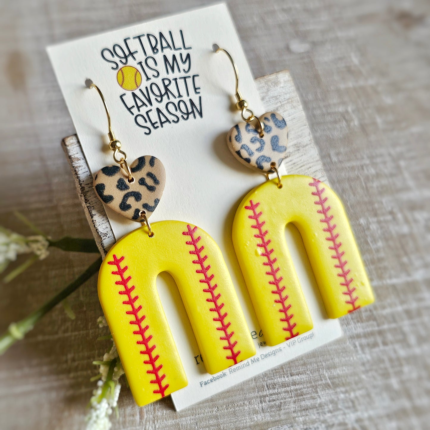 Softball Clay Dangle Earrings