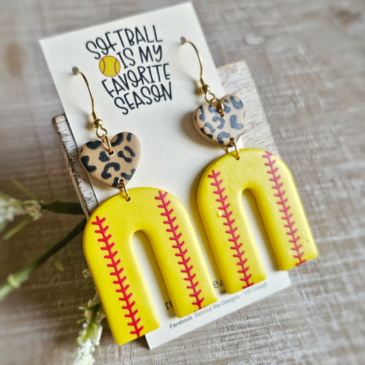 Softball Clay Dangle Earrings