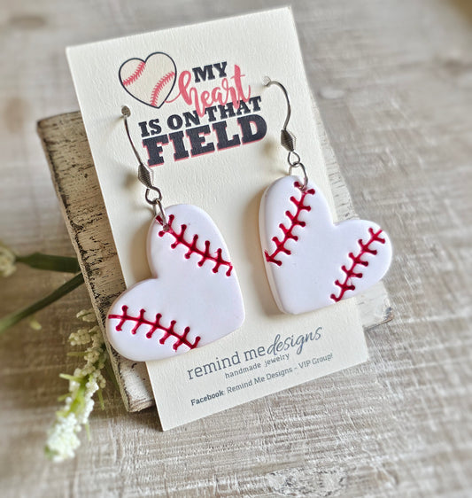 Baseball Clay Dangle Earrings