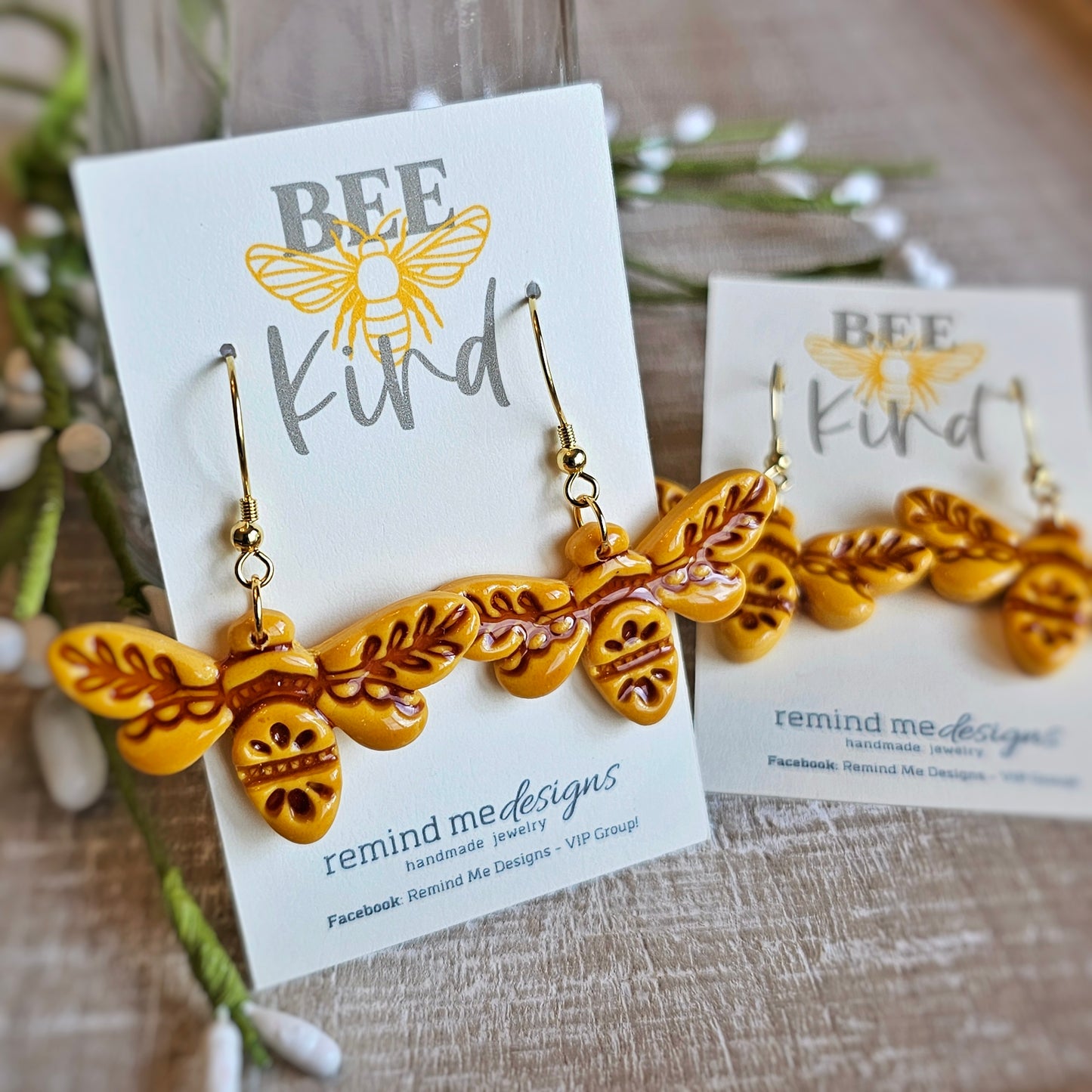 Honey Bee Clay Dangle Earrings