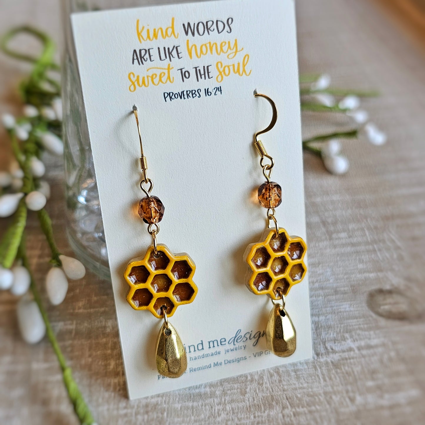 Honey Bee Clay Dangle Earrings