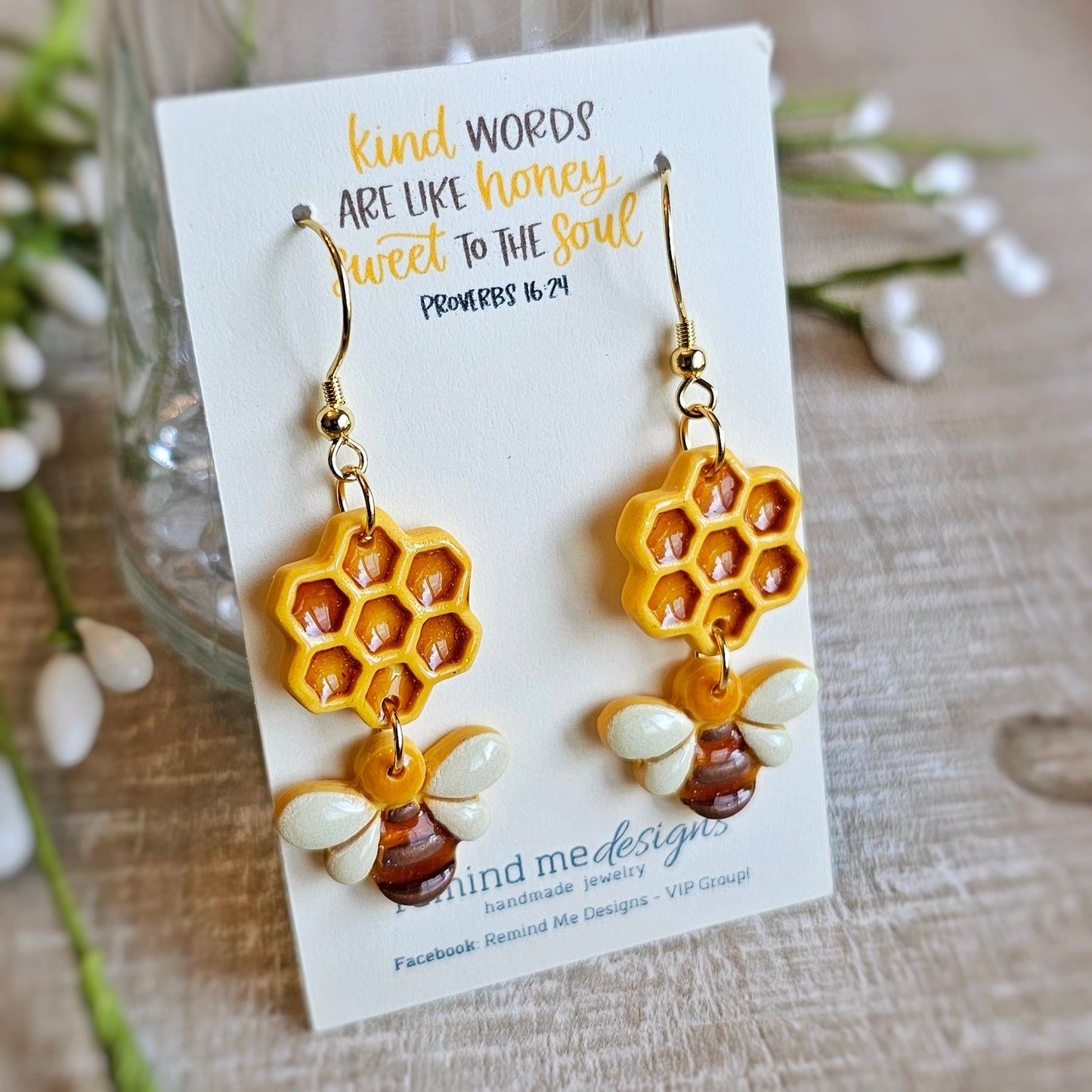 Honey Bee Clay Dangle Earrings