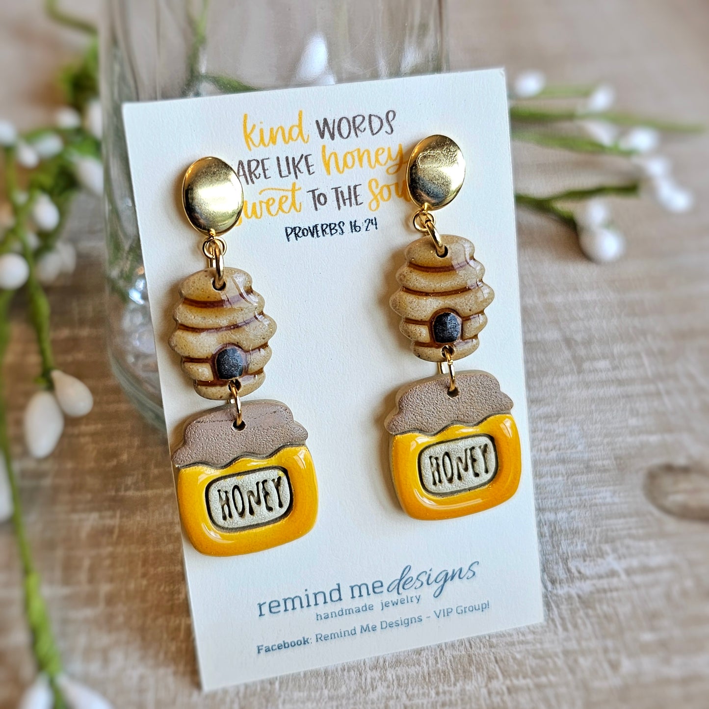 Honey Bee Clay Dangle Earrings