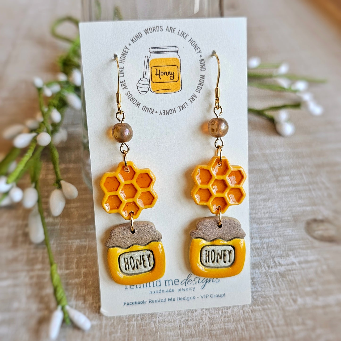 Honey Bee Clay Dangle Earrings