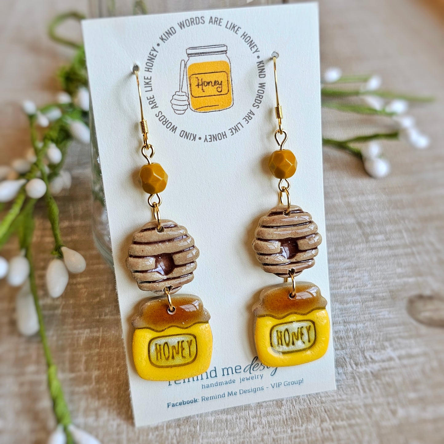 Honey Bee Clay Dangle Earrings