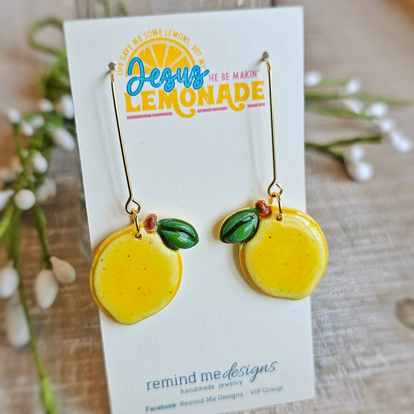Lemon Yellow Clay Dangle Earrings