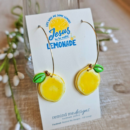 Lemon Yellow Clay Dangle Earrings