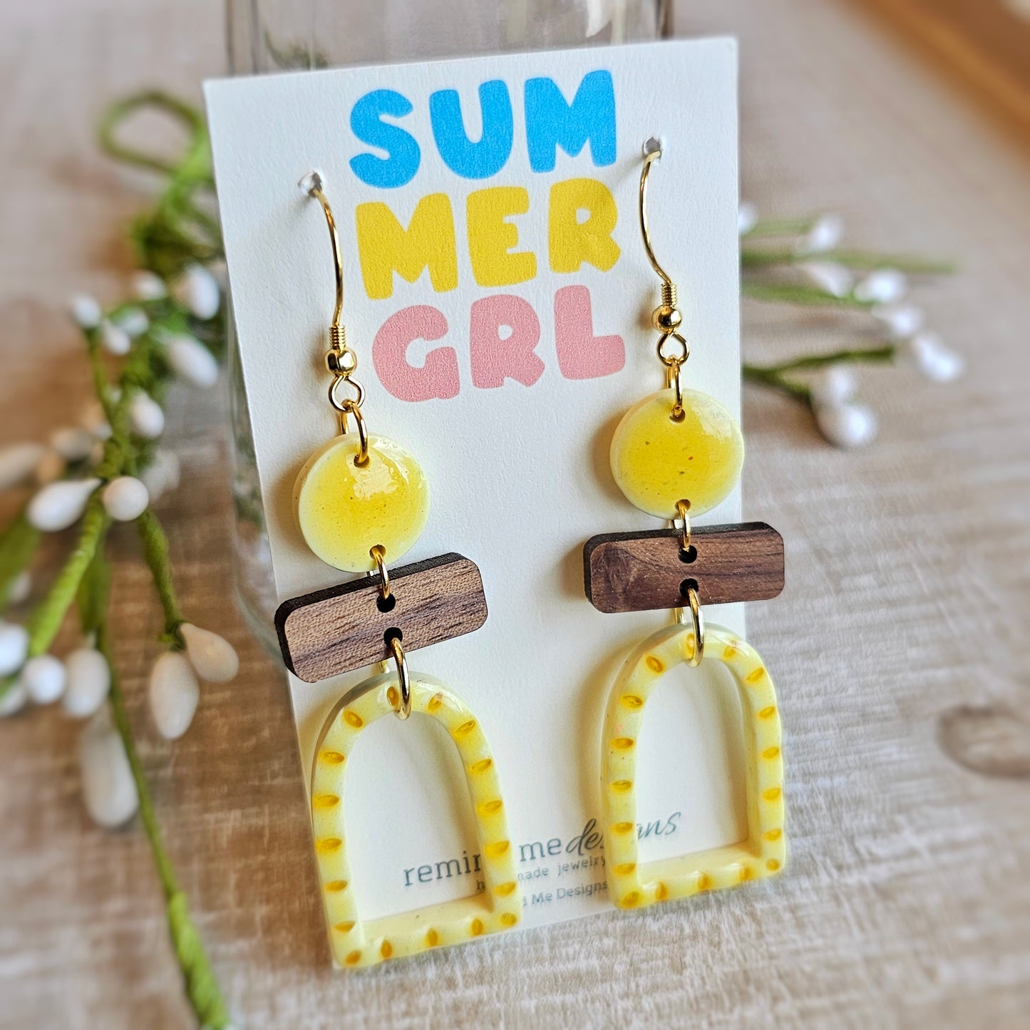 Yellow Clay Dangle Earrings