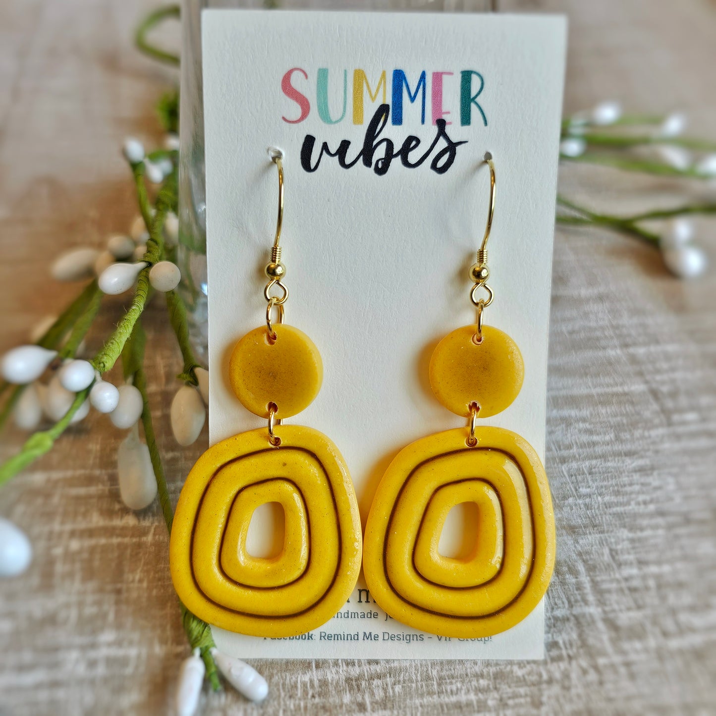 Yellow Clay Dangle Earrings