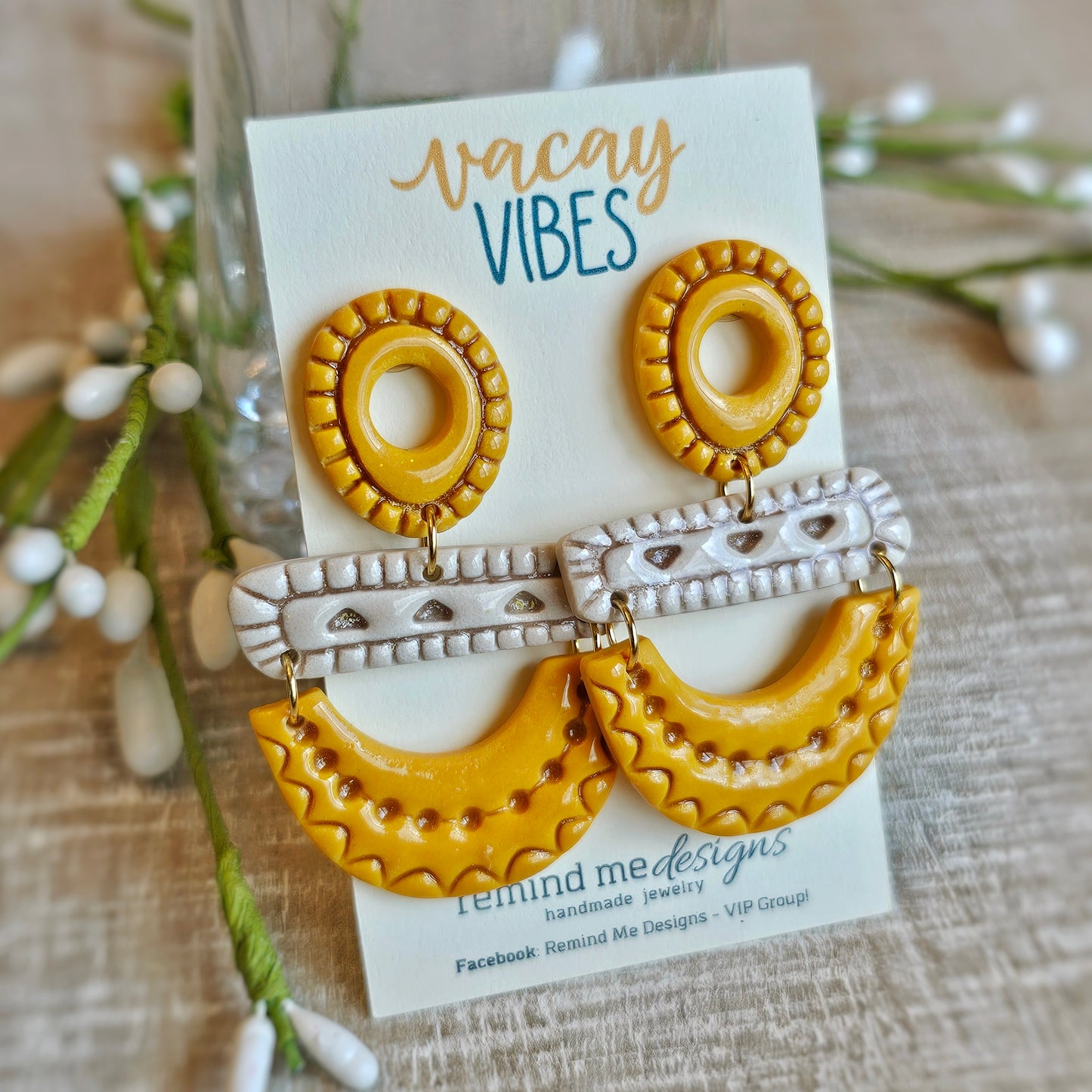 Boho Clay Dangle Earrings
