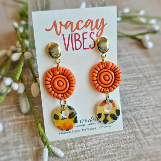 Clay Floral Dangle Earrings